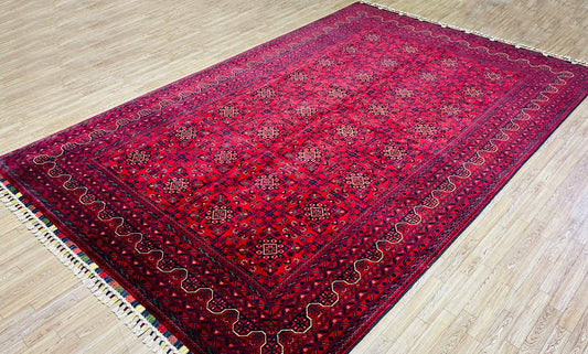 Pure Wool, Naturally Dyed, Hand Knotted, Fine Afghan Traditional Khal Mohammadi Area Rug – 9’ 10’’ x 6’ 6’’