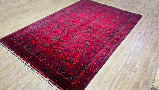 Pure Wool, Naturally Dyed, Hand Knotted, Fine Afghan Traditional Khal Mohammadi Area Rug – 9’ 10’’ x 6’ 8’’