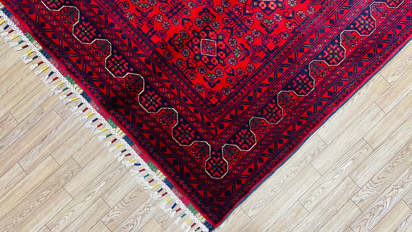 Pure Wool, Naturally Dyed, Hand Knotted, Fine Afghan Traditional Khal Mohammadi Area Rug – 6’ 3’’ x 4’ 10’’