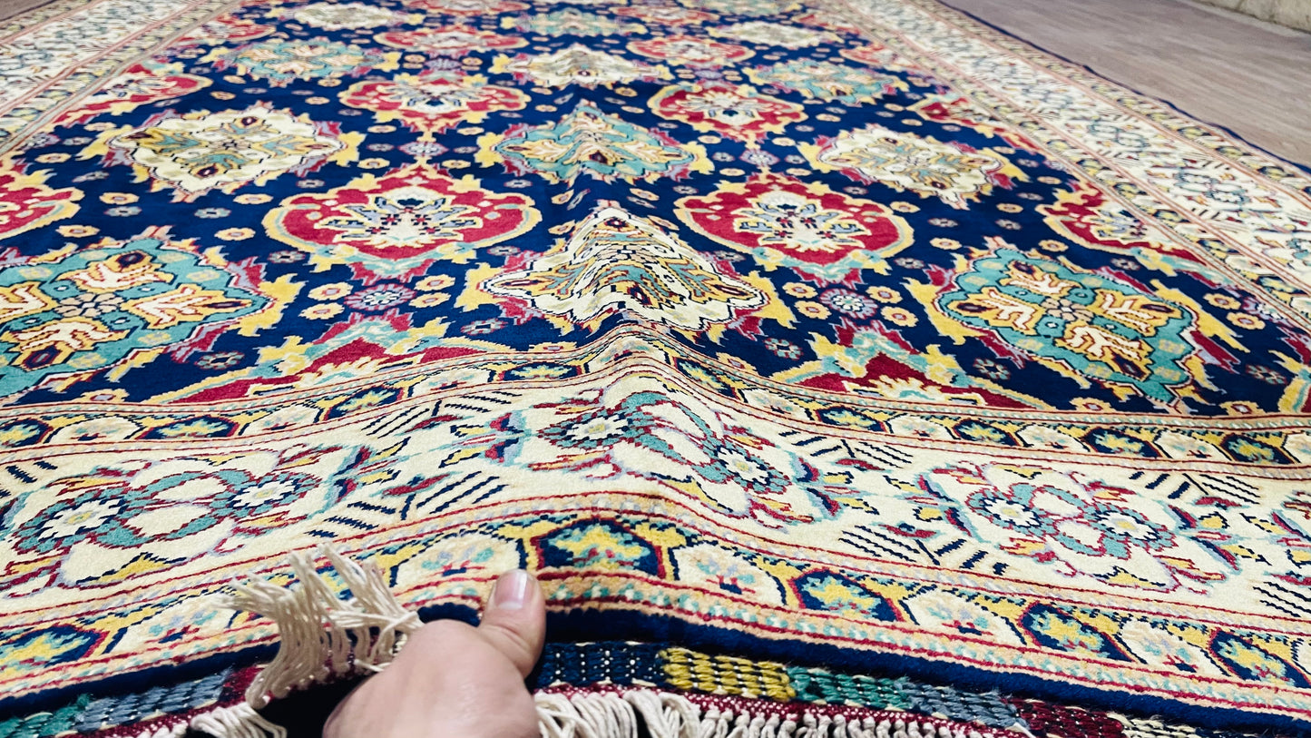 One of a Kind, Pure Wool, Naturally Dyed, Hand Knotted, Fine Afghan Tribal Merinos Area Rug – 9’ 1’’ x 6’ 8’’