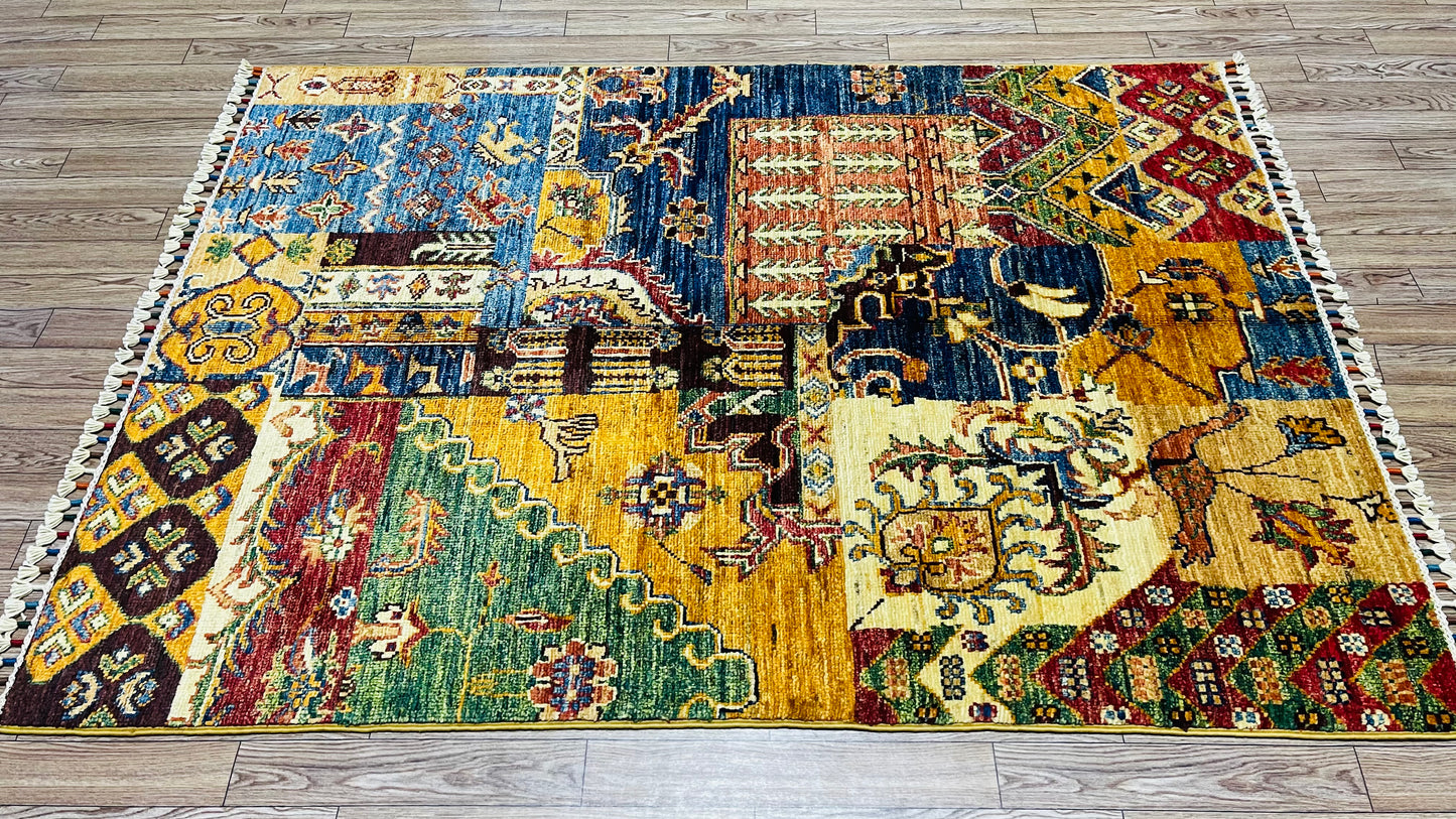 One of a Kind, Fine, Pure Wool, Naturally Dyed, Hand Knotted, Afghan Traditional Chobi Area Rug - 4’ x 2’ 9’’