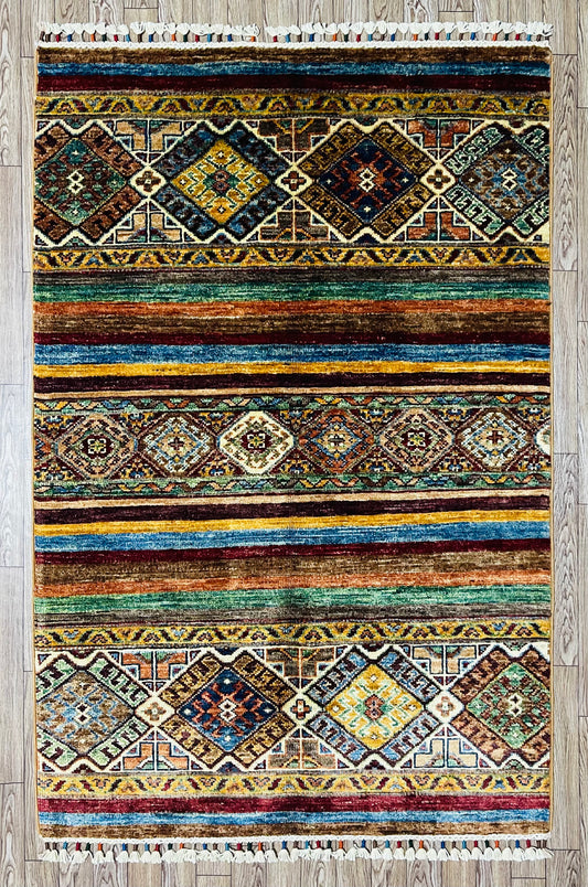 Afghan Handmade Rug -  Tribal Khorjin Area Rug – 4’ 1’’ x 2’ 7’’