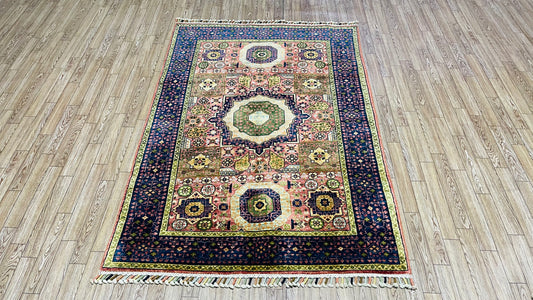 One of a Kind, Pure Wool, Naturally Dyed, Hand Knotted, Fine Afghan Tribal Khorjin Area Rug – 4’ 9’’ x 3’ 3’’