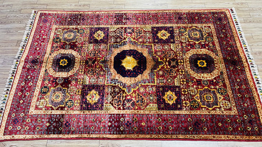 One of a Kind, Pure Wool, Naturally Dyed, Hand Knotted, Fine Afghan Tribal Mamluk Area Rug – 4’ 11’’ x 3’ 3’’