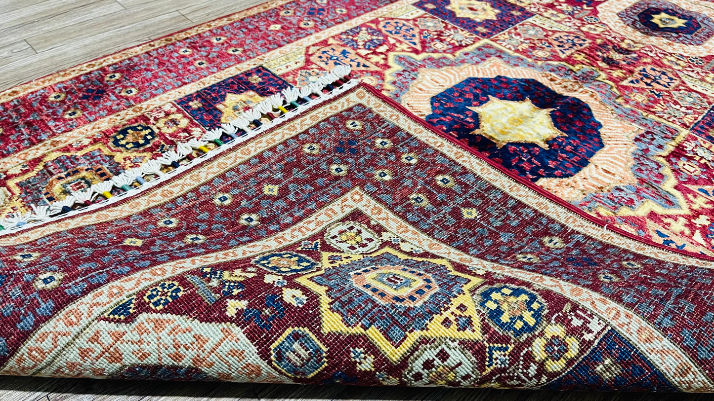 One of a Kind, Pure Wool, Naturally Dyed, Hand Knotted, Fine Afghan Tribal Mamluk Area Rug – 4’ 11’’ x 3’ 3’’