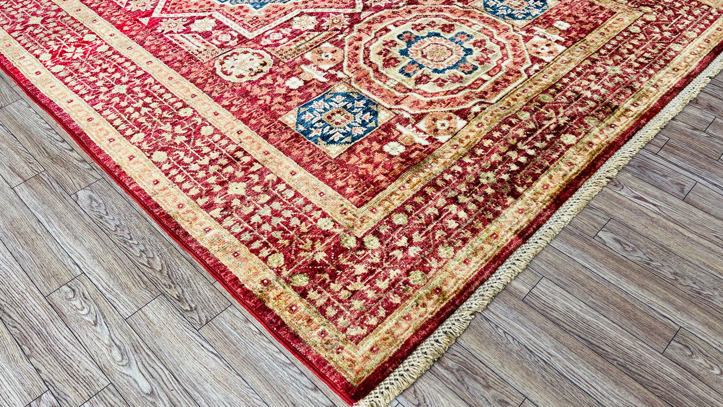 One of a Kind, Pure Wool, Naturally Dyed, Hand Knotted, Fine Afghan Tribal Mamluk Area Rug – 5’ 11’’ x 4’ 1’’