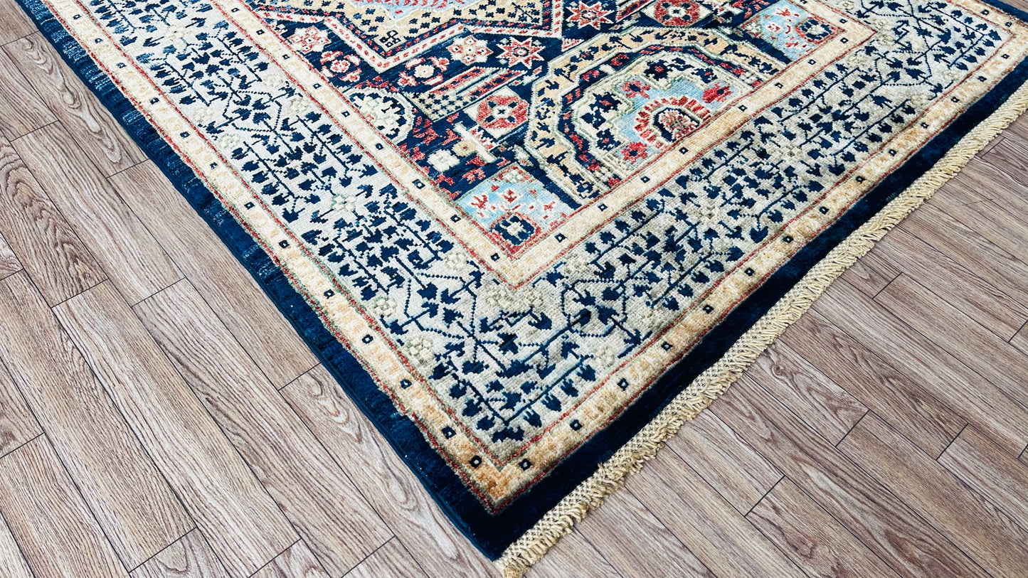 One of a Kind, Pure Wool, Naturally Dyed, Hand Knotted, Fine Afghan Tribal Mamluk Area Rug – 4’ 10’’ x 3’ 3’’