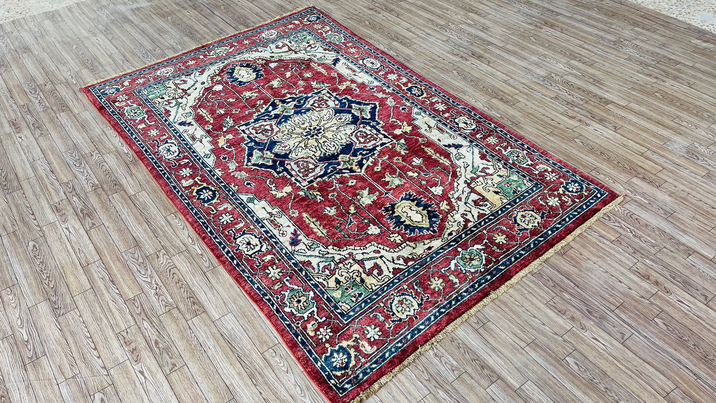 One of a Kind, Pure Wool, Naturally Dyed, Hand Knotted, Fine Afghan Traditional Haris Area Rug – 6’ 0’’ x 3’ 10’’