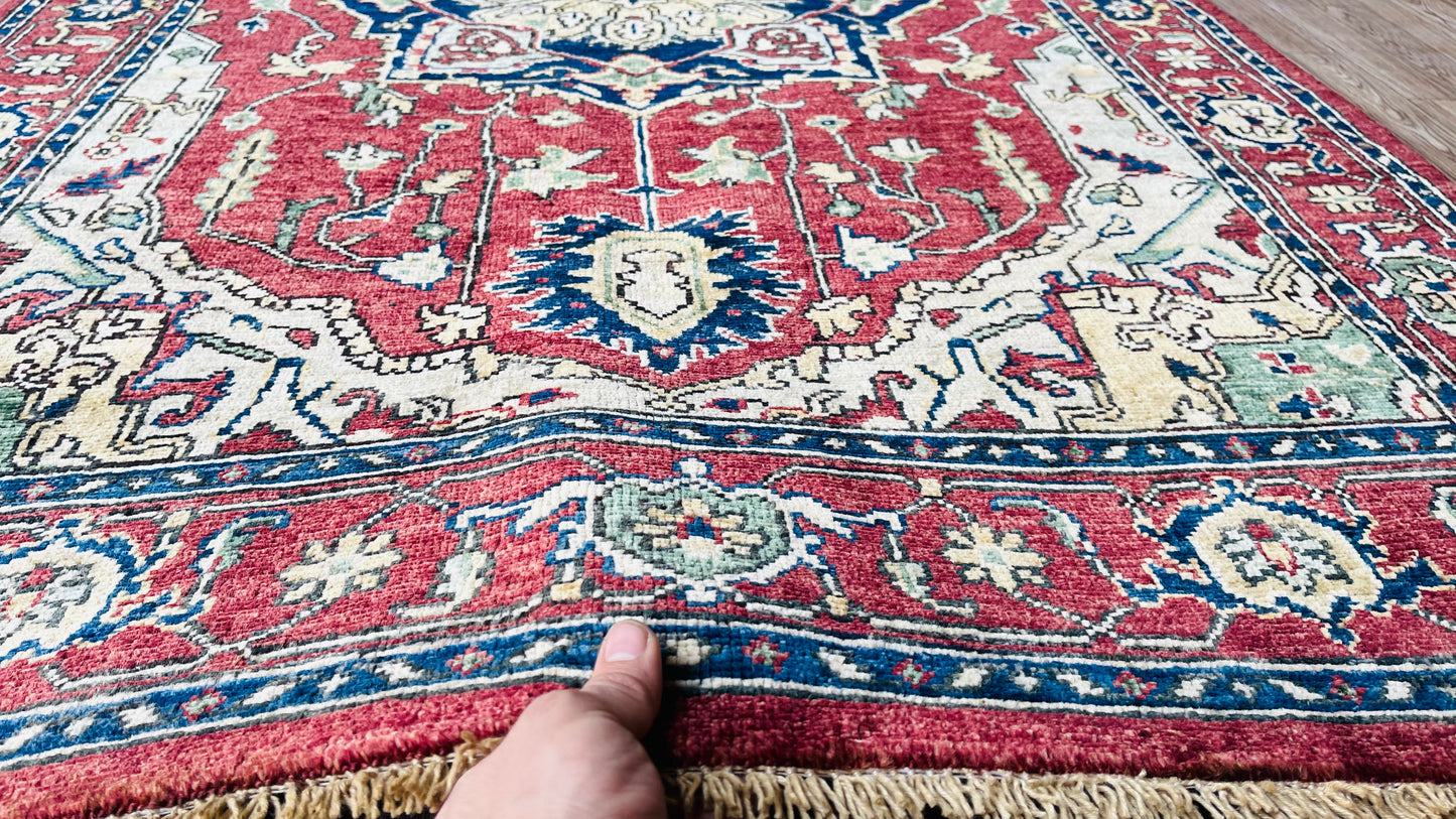 One of a Kind, Pure Wool, Naturally Dyed, Hand Knotted, Fine Afghan Traditional Haris Area Rug – 6’ 0’’ x 3’ 10’’