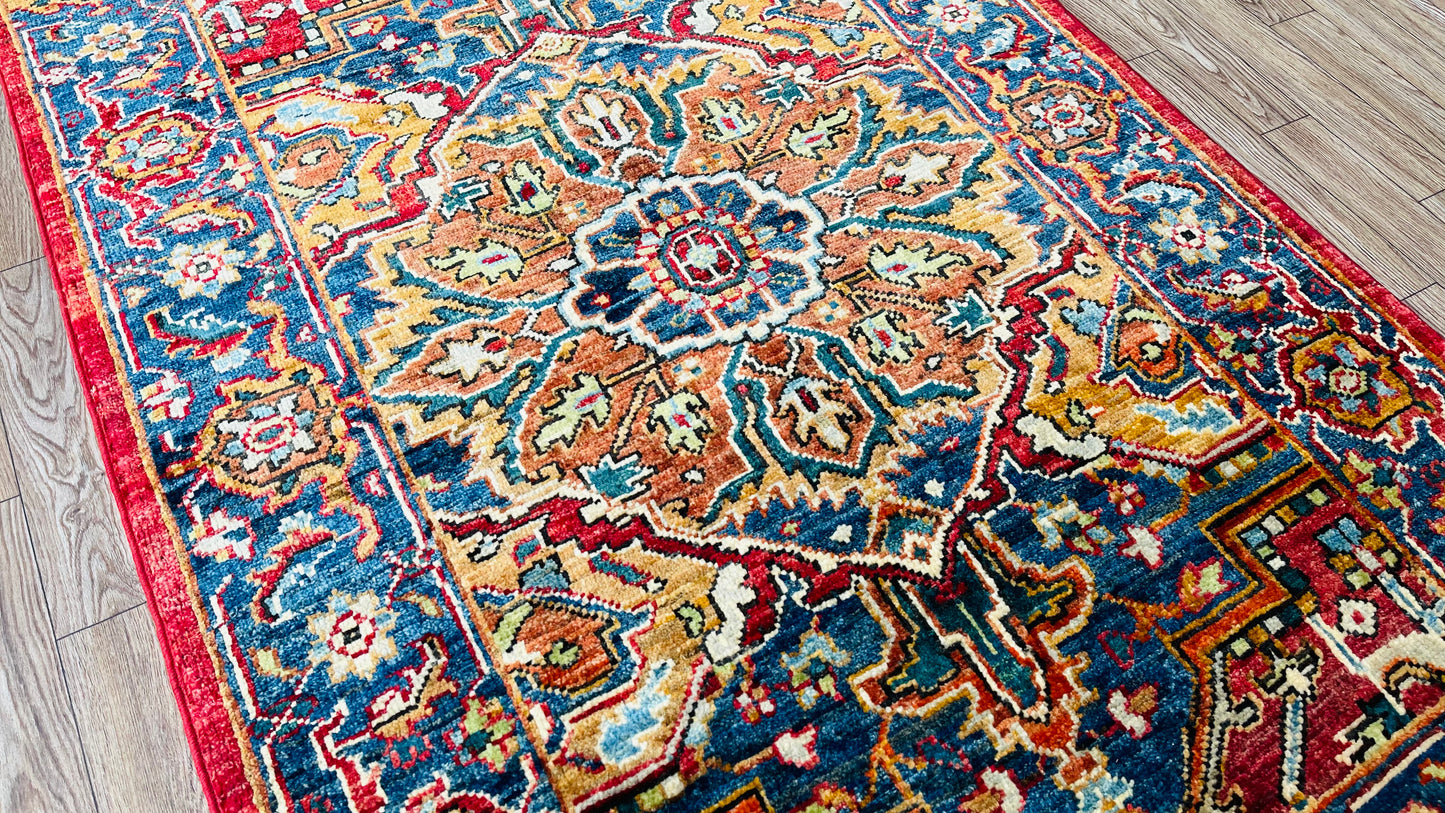 One of a Kind, Pure Wool, Naturally Dyed, Hand Knotted, Fine Afghan Traditional Haris Area Rug – 4’ 4’’ x 2’ 8’’