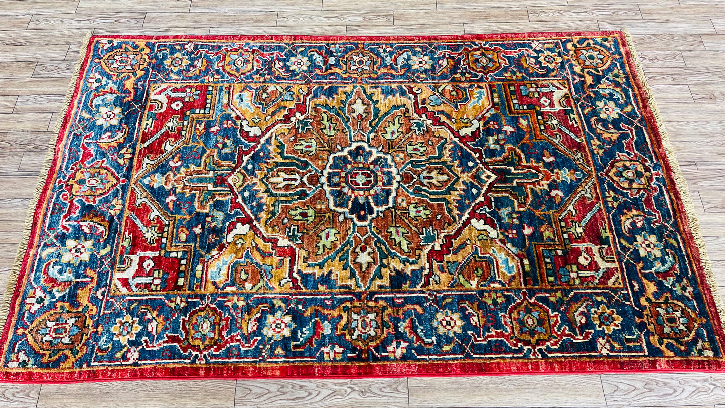 One of a Kind, Pure Wool, Naturally Dyed, Hand Knotted, Fine Afghan Traditional Haris Area Rug – 4’ 4’’ x 2’ 8’’