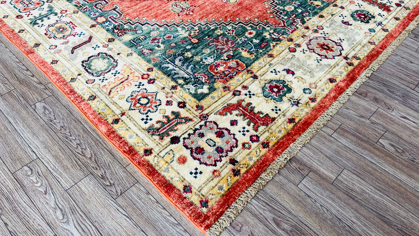 One of a Kind, Pure Wool, Naturally Dyed, Hand Knotted, Fine Afghan Traditional Haris Area Rug – 5’ 12’’ x 3’ 11’’