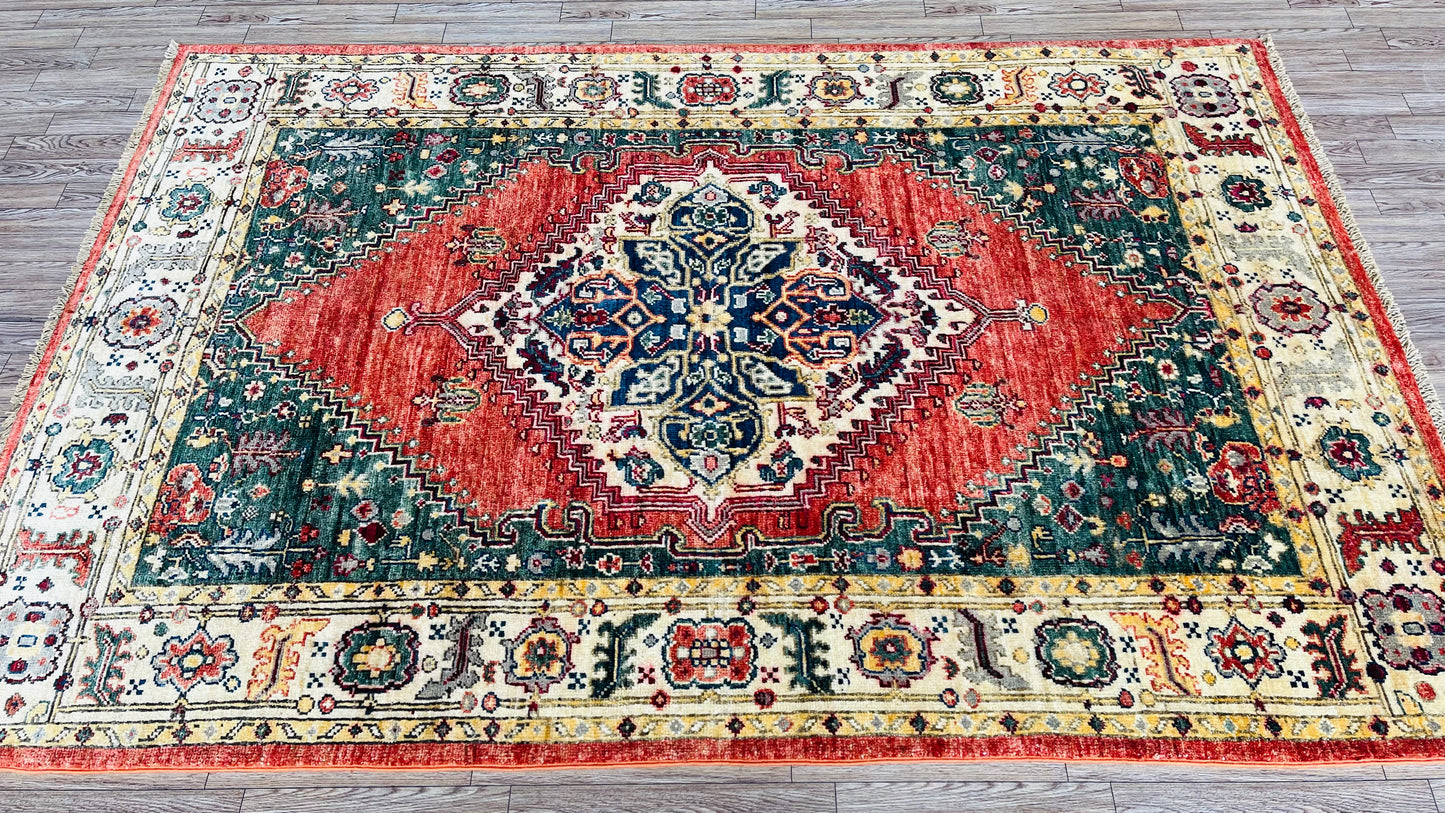 One of a Kind, Pure Wool, Naturally Dyed, Hand Knotted, Fine Afghan Traditional Haris Area Rug – 5’ 12’’ x 3’ 11’’