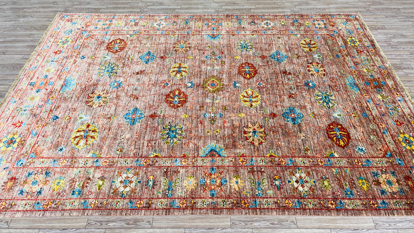 One of a Kind, Pure Wool, Naturally Dyed, Hand Knotted, Fine Afghan Traditional Sultani Area Rug – 7’ 11’’ x 5’ 9’’