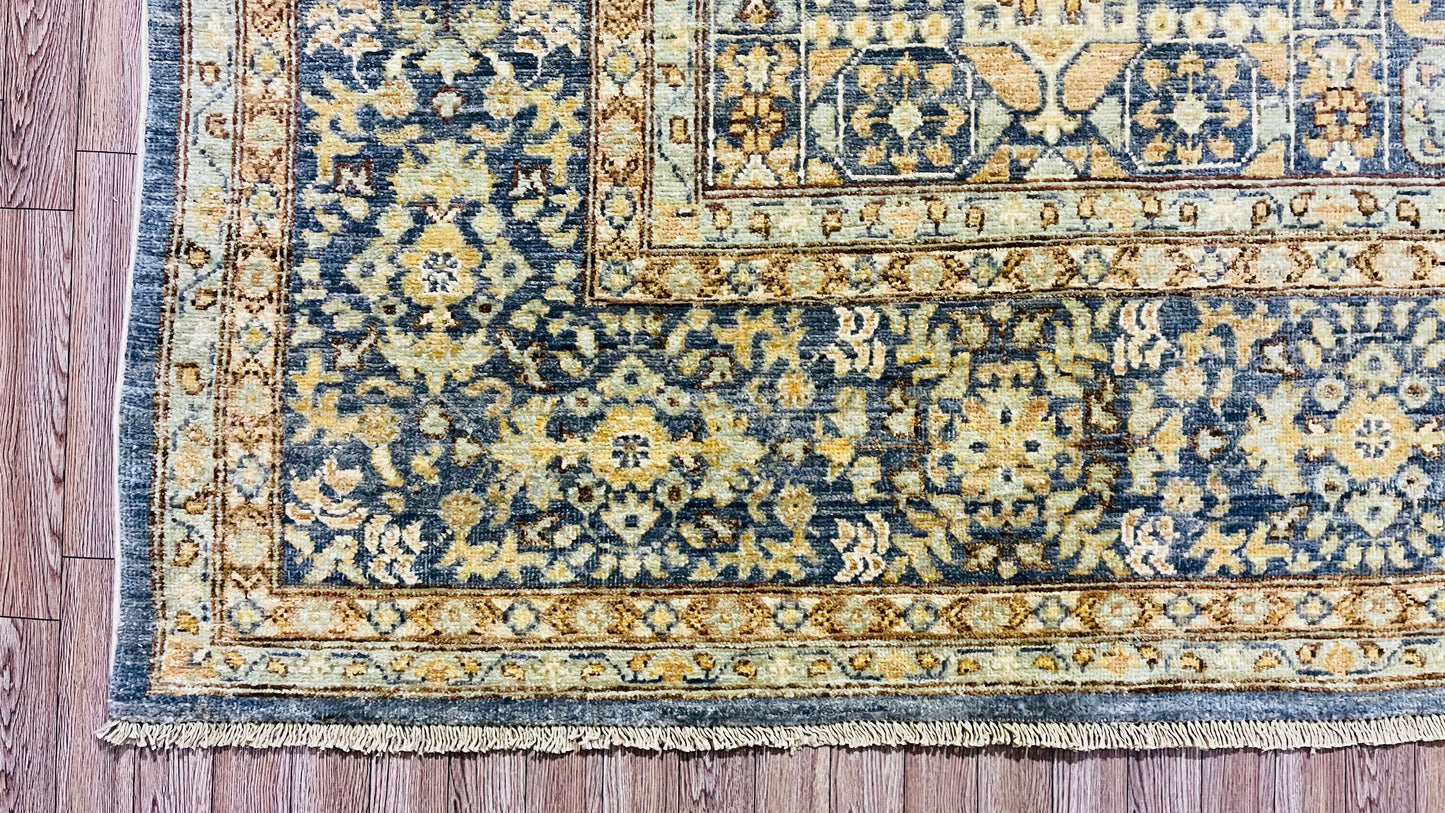 One of a Kind, Pure Wool, Naturally Dyed, Hand Knotted, Fine Afghan Tribal Mamluk Area Rug – 9’ 10’’ x 7’ 10’’