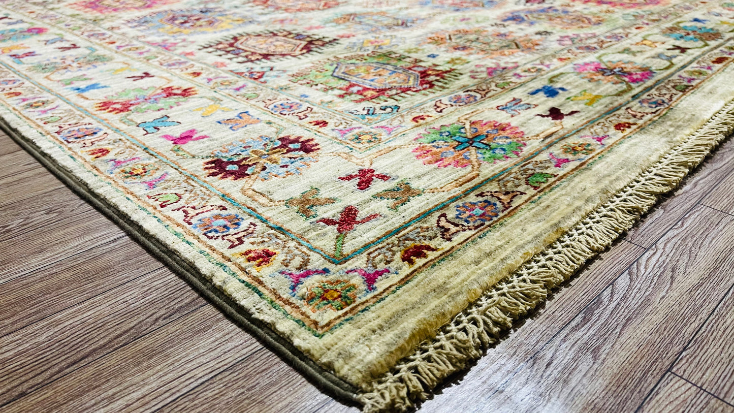 One of a Kind, Pure Wool, Naturally Dyed, Hand Knotted, Fine Afghan Traditional Waziri Area Rug – 6’ 4’’ x 4’ 11’’