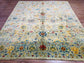 One of a kind, Pure Wool, Naturally Dyed, Hand Knotted, Fine Afghan Traditional Tabriz Area Rug – 9’ 7’’ x 8’ 2’’