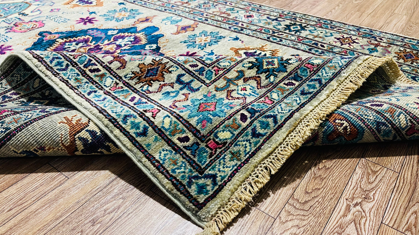 One of a Kind, Pure Wool, Naturally Dyed, Hand Knotted, Fine Afghan Super Kazak Area Rug – 6’ 0’’ x 3’ 10’’