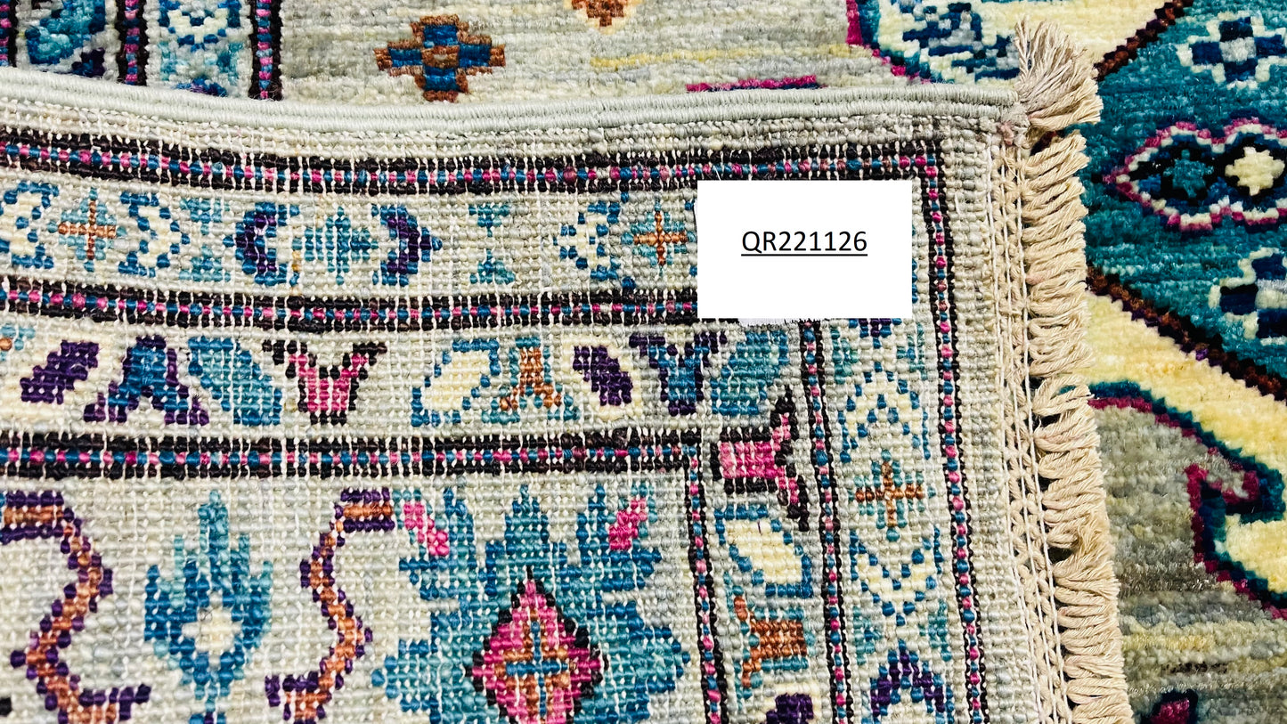 One of a Kind, Pure Wool, Naturally Dyed, Hand Knotted, Fine Afghan Traditional Super Kazak Area Rug – 5’ 11’’ x 3’ 10’’