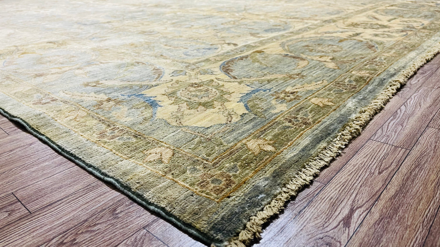 One of a Kind, Pure Wool, Naturally Dyed, Hand Knotted, Fine Afghan Traditional Chobi Area Rug – 9’ 10’’ x 8’ 1’’