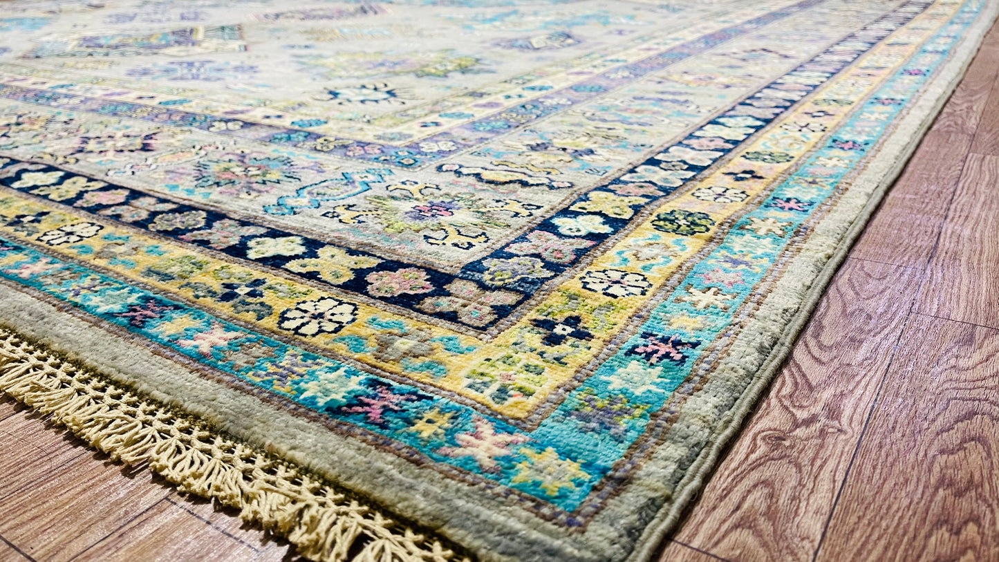 One of a Kind, Pure Wool, Naturally Dyed, Hand Knotted, Fine Afghan Traditional Super Kazak Area Rug – 12’ 7’’ x 8’ 11’’