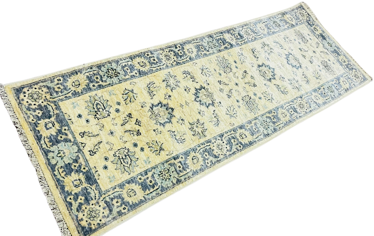 One of a Kind, Fine, Pure Wool, Naturally Dyed, Hand Knotted, Afghan Traditional Chobi Runner Rug - 5’ 7’’ x 1’ 11’’